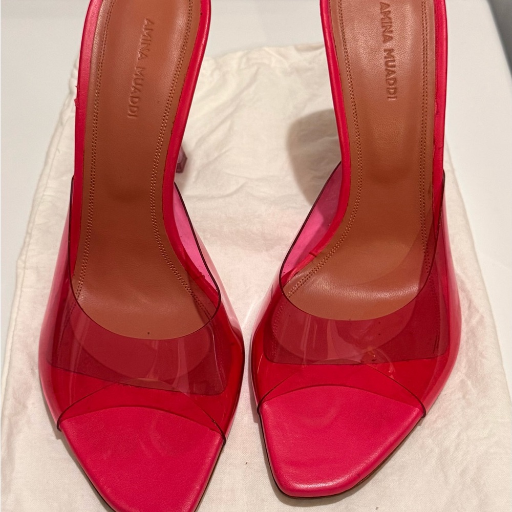 Amina Muaddi Vibrant Pink Heels